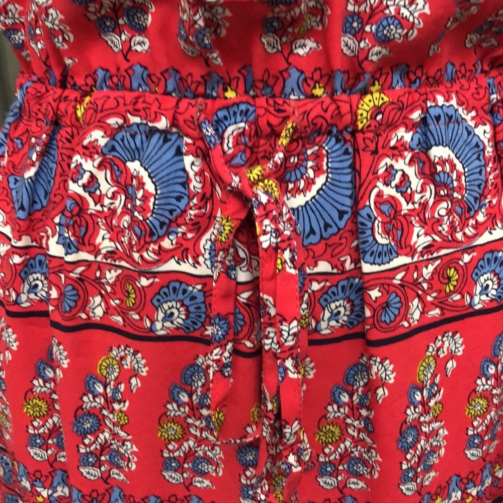 Loft Red And Blue Floral Patterned Sleeveless Dre… - image 3